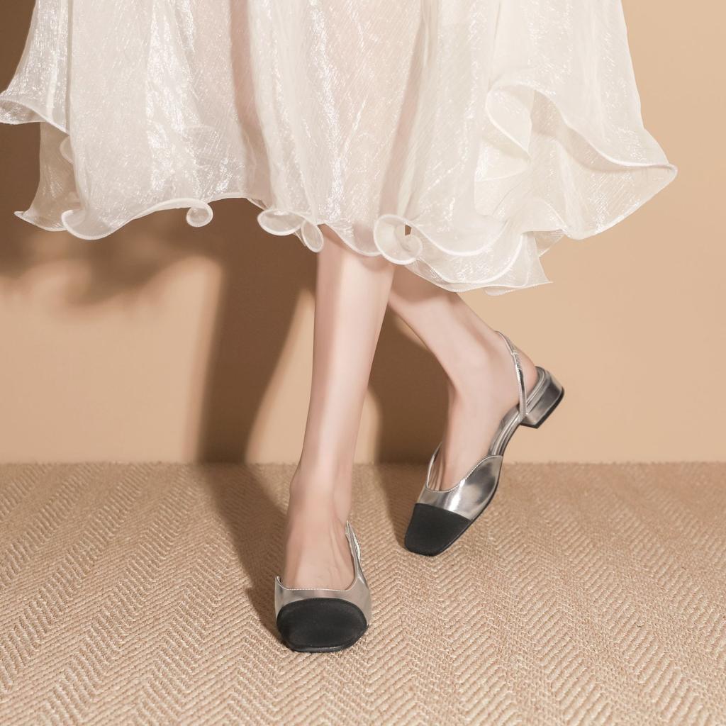 2025 Autumn New French Style Not Tired Feet Single Shoes Small Fragrant Style Color Matching Bag Head Sandals Women's Fashion Temperament Women's Sh