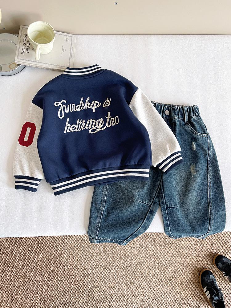 Детская бейсбольная куртка Xianao 2025 в корейском стиле, колор-блок с буквенным принтом