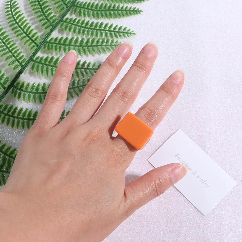Style Solid Color Chunky Geometric Candy Color Fashion Jewelry Thumb Rings Resin Rings Finger Rings