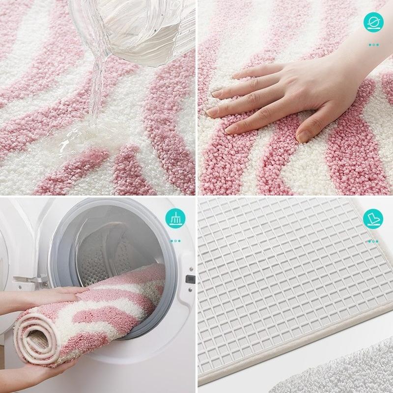 Multicolored Zebra Pattern Bath Mat - TPR Strong Anti-Slip Backing, Super Absorbent & Quick Dry, Soft & Comfy Bathroom Rug
