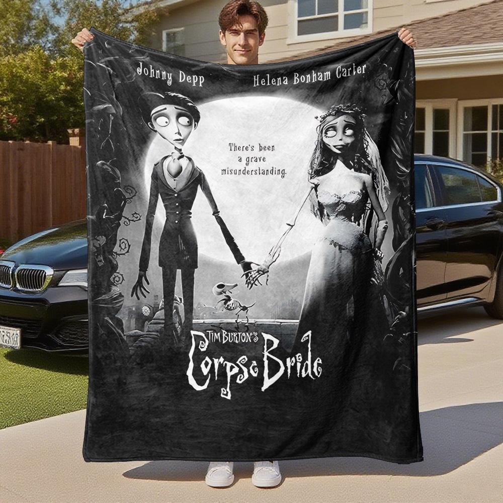 1pc Corpse BrideOutdoor Flannel Blanket Soft Plush Decor for Picnics, camping,Bedroom, Playroom, or Lunch Breakn1208A