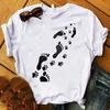 Women T Graphic Flower Never Walk Alone Dog Paw Fashion Printed Top Tshirt Female Tee Shirt Ladies Clothes Tshirt