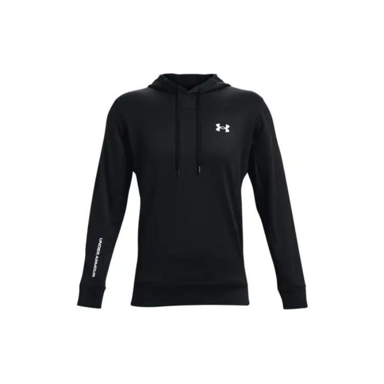 Under Armour Сплошной цвет пуловер на шнурке с капюшоном и длинными рукавами, мужские топы, черный 1366259-001