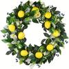 Spring Wreath for Front Door, Window, Wedding Party, Indoor and Outdoor Decorations, Artificial Flower Wreath with Lemon