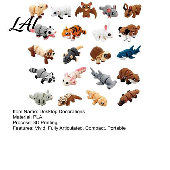 Small Desktop Decoration Accessories 21PCS 3D Printed Articulated Animal Figurines Set Mini Flexible Joints Figures Stress Relief Gadgets Realistic