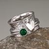 Xiaomi Huitan Bohemian Style Women Ring Silver Color Heart Inlaid Green CZ Fresh Party Daily Vintage Accessories Simple Lady Jewelry