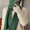 Зимний теплый шарф для женщин, модный вязаный шерстяной платок, женский платок, накидка на шею, чистый цвет
