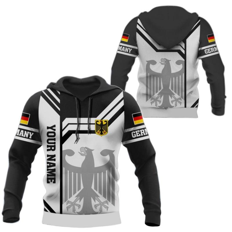 Немецкий камуфляж 3D печатный капюшон с бесплатным индивидуальным именем мужской пуловер осенняя мода свитшот с рисунком флага свободные топы