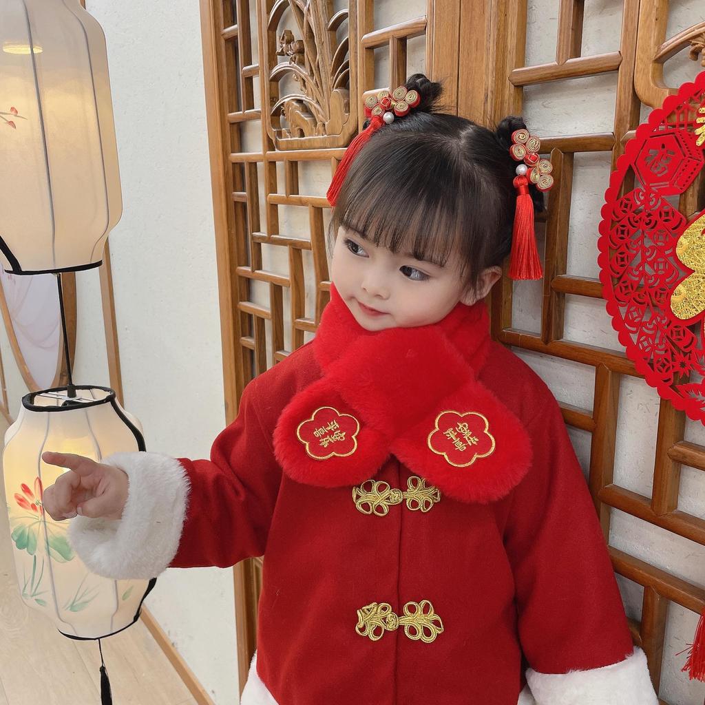 Festive Child's Snood: Red Faux Rabbit Fur for Autumn & Winter