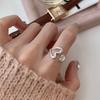 Korean Version Plain Ring Irregular 925 Sterling Silver Versatile Ring Women's Niche Ins Style Design Non-fading Combination Ring