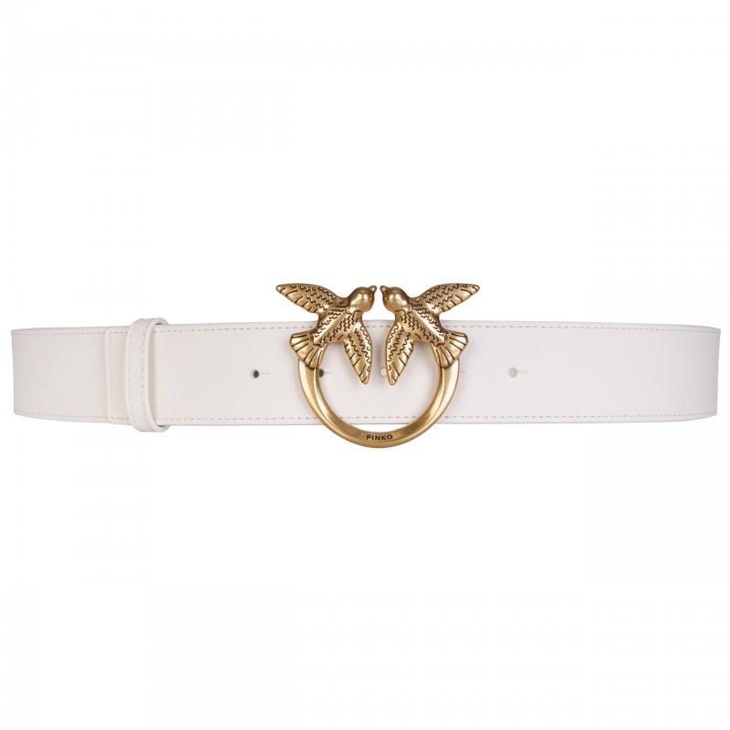 Pinko Luxury Women's Leather Belt Love Berry Gold - Size: L