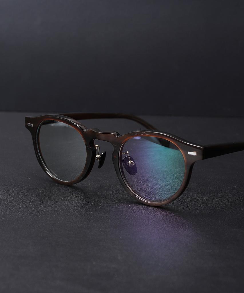 Lingkeonpeuleim Buffalo Horn Round Acetate Eyeglass Frames Brown