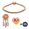 Классические простые браслеты с подвесками из розового золота, перо, сердце, бусины, браслеты для женщин, ювелирные изделия