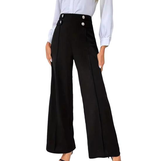 Pants High Waisted Wide Straight Leg Trousers Spring Autumn Casual Trousers with Button