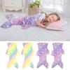 2 Pcs Night Glow Mermaid Tail Blanket Sleeping Bag Soft Flannel Wearable Colorful Girls Kids Blanket All Seasons Sleeping Bag
