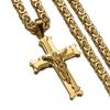 Granny Chic Classic Necklace Men Stainless Steel 6mm Wide Byzantine Chain Necklaces Pendants Fashion Men's Cross Jewelry