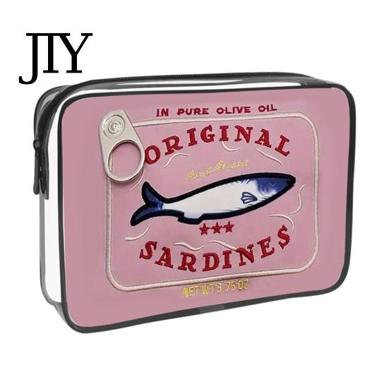 Retro Fish Can Design Makeup Case Sardine Cosmetic Bag, Clear Waterproof Pouch, Zipper Transparent Travel Storage Bag Closure Toiletry for Women