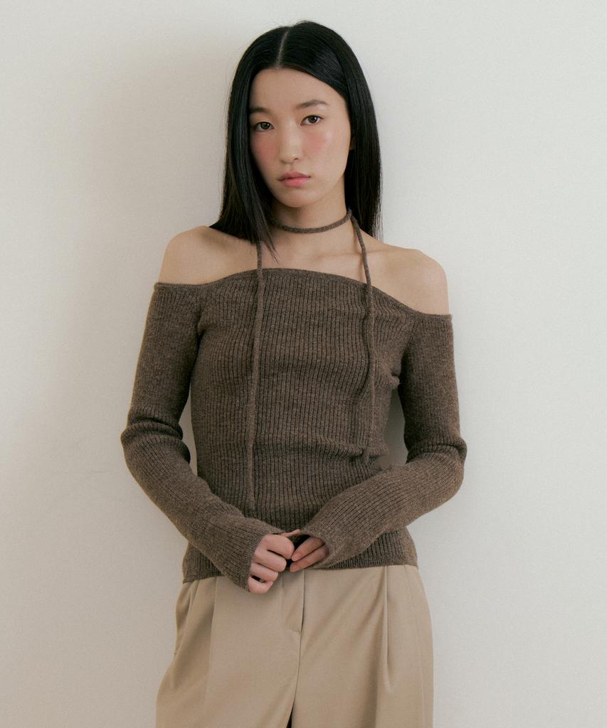 LUCIR ZU Wool Upper Strap Knit (Brown)