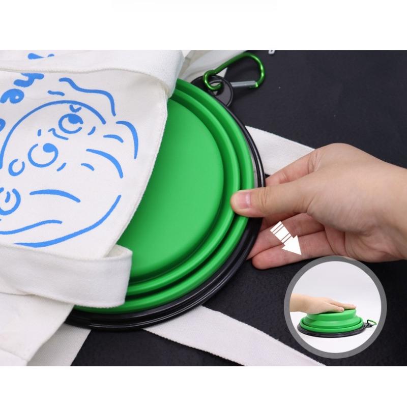 Collapsible Pet Silicone Dog Food Water Bowl Outdoor Camping Travel Portable Supplies Dishes with Carabiner Pet Supplies Cat and Dog Universal Basin