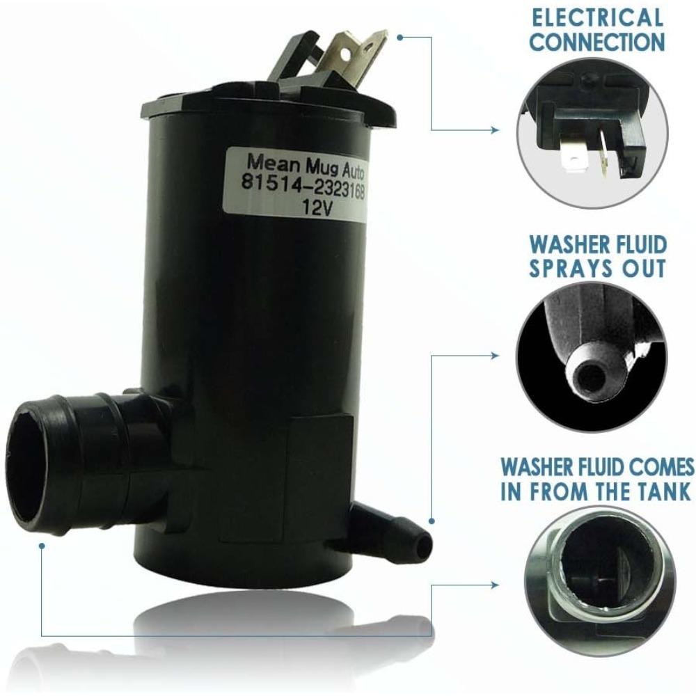 81514-232316B Насос омывателя лобового стекла с уплотнителем - Мотор омывателя для Honda, Acura - Заменяет OEM №: 38512-SC4-673, TR11602, 177132, 8-6720, 38512SDAA01