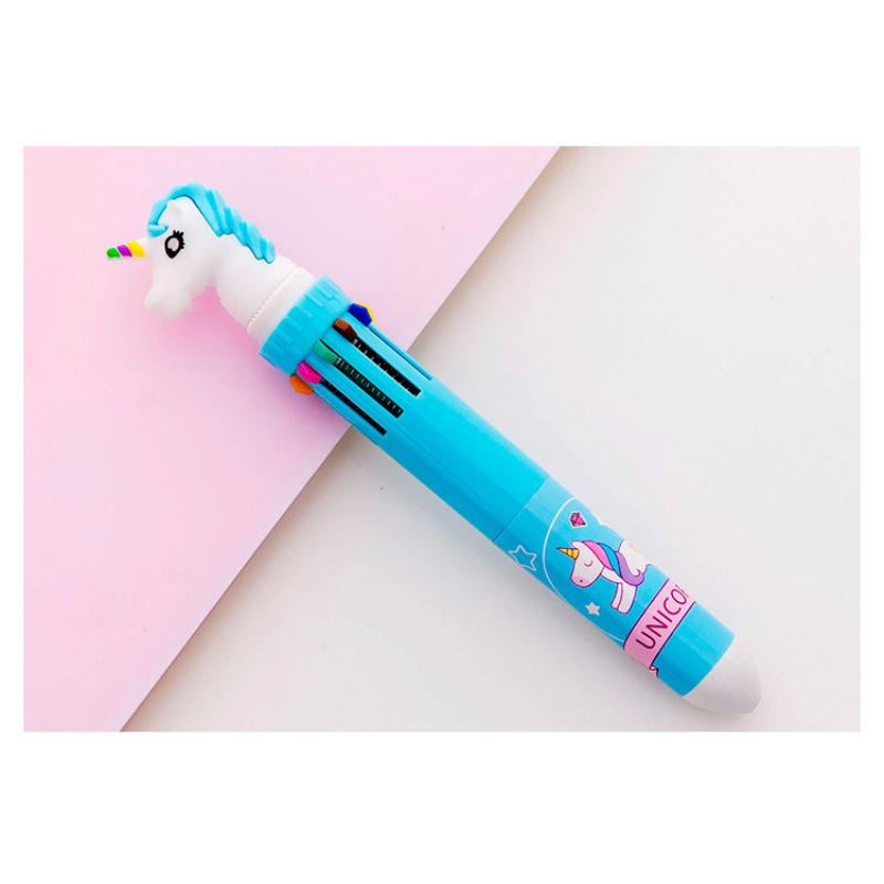 1 шт. многоцветная шариковая ручка 10-в-1 челночные ручки выдвижная мини-ручка-единорог подарок для офиса ручка для письма школьные канцелярские принадлежности детская вечеринка