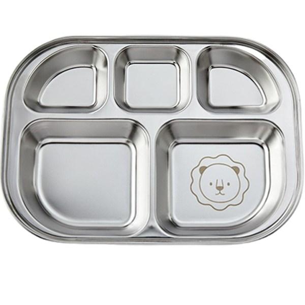 Safety Stainless Steel 5-compartment Square Childrens Tray, Popular Korean Child Care Products