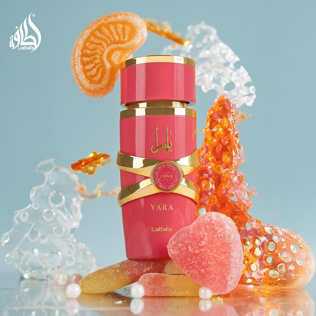 Lattafa Yara Candy - Ванильный, Фруктовый, Цитрусовый, Цветочный - Парфюмерная вода, Стойкий аромат для женщин, 3,40 унции / 100 мл