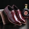 Молодежные кожаные туфли на шнурках для мужчин, британская корейская версия, деловые мужские туфли с заостренным носком, повседневные туфли с низким верхом, свадебные туфли жениха