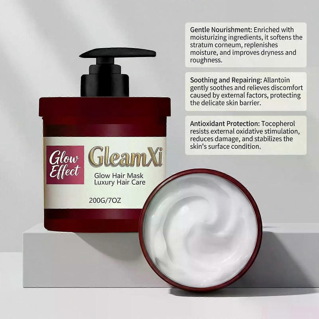 Glow Hair Mask, 200g Luxury Hydrating Hair Treatment For Smooth Shiny Hair less