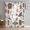 Colored Beer Hand Drawing Pattern Tulle Sheer Curtains for Living Room Bedroom Kitchen Decoration Voile Organza Curtains