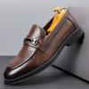Fashion Summer Business Shoes for Men Metal Buckle Loafers Luxury Brand Leather Casual Shoes Comfy Soft Bottom Driving Shoes Mocassins