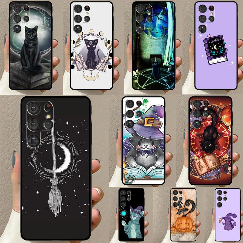 Магический кот Чехол 'Ведьма' для Samsung Galaxy S23 S22 Ultra Note 20 Note 10 S8 S9 S10 Plus S21 FE S20 FE Задняя крышка