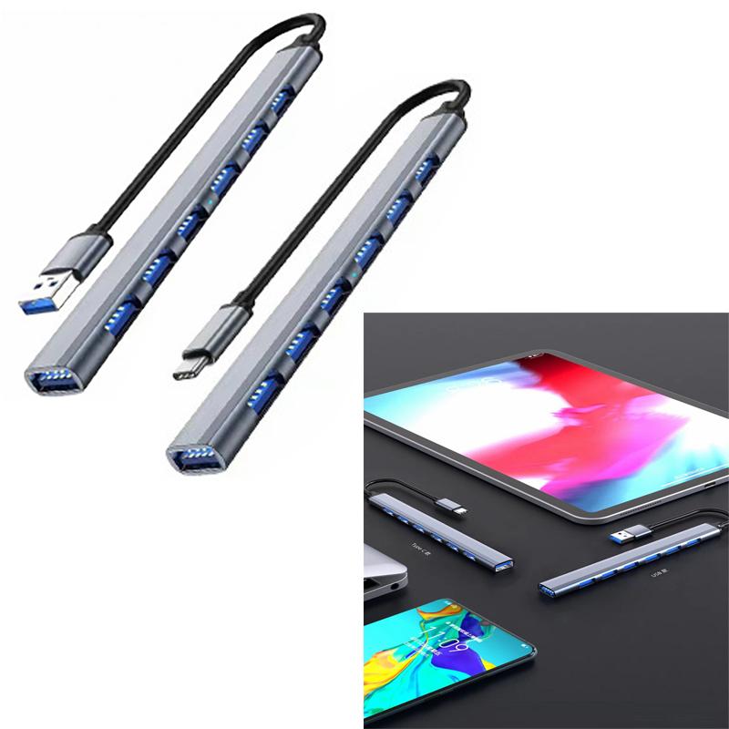 7 Ports USB 3.0 HUB Type C Extender USB Cable Splitter for Tablet Keyboard Mouse USB Disk Aluminum Phone USB Extend Adapter
