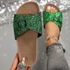 Fashion 2025 Fashionable Sequins Slippers Women Outside Fashion Summer Flat Bottom New Non-slip Internet Celebrity Flip-flops Slippers