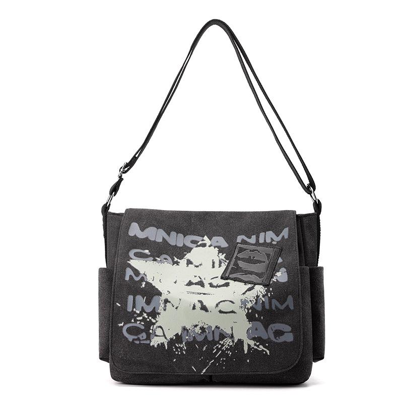 Мужская холщовая сумка, повседневная, носимая, с принтом, сумка через плечо, большая вместимость