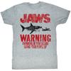 Jaws Warning Slim Fit Gray Unisex T-shirt