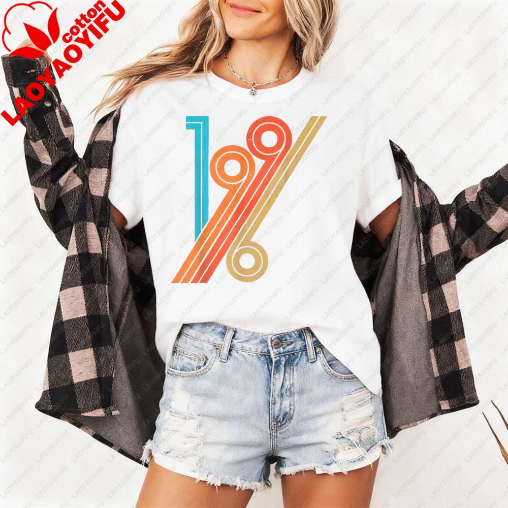 1996 T Shiet Women T Shirt Retro Design Casual Summer Top Cotton Short Sleeve Fashion Tee for Gift 30th Birthday Gift