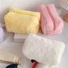 Fur Makeup Bags for Women Soft Travel Cosmetic Bag Organizer Case Young Lady Girls Make Up Case Necessaries Solid Handbags