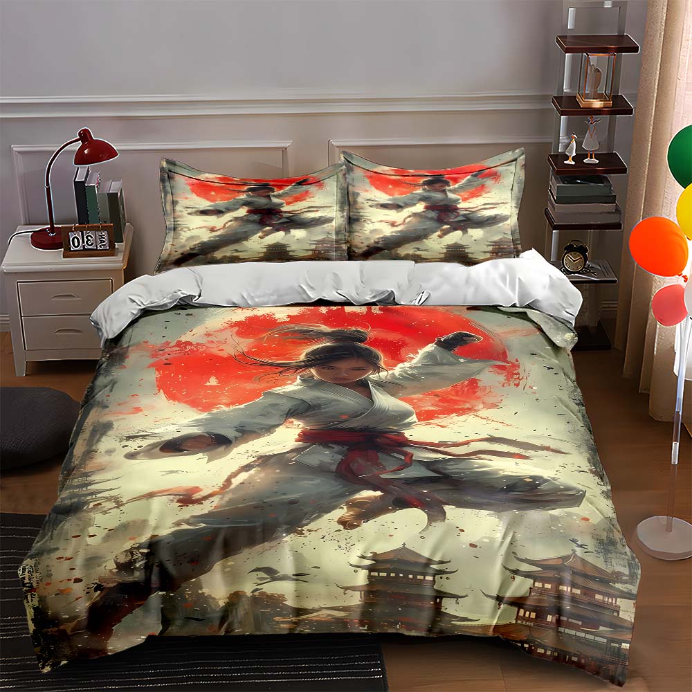 Martial arts scene. Bedding Duvet cover sets Duvet covers Pillowcases gifts (1 * Duvet Cover 2 * Pillowcases, without duvet insert)