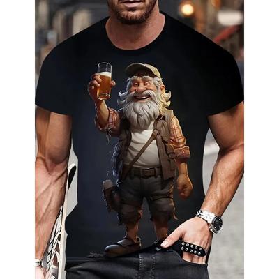 Мужская футболка с 3D-принтом, мультяшным изображением лица пожилого мужчины, юмористическая футболка с цифровой печатью, с коротким рукавом, дышащий полиэстер, круглый вырез, повседневная