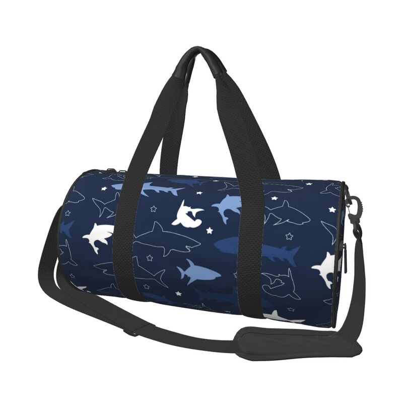 Cartoon Sharks Print Travel Duffel Bag Lightweight Sport Gym Yoga Bag Portable Waterproof Luggage Bags Gift for Women Men