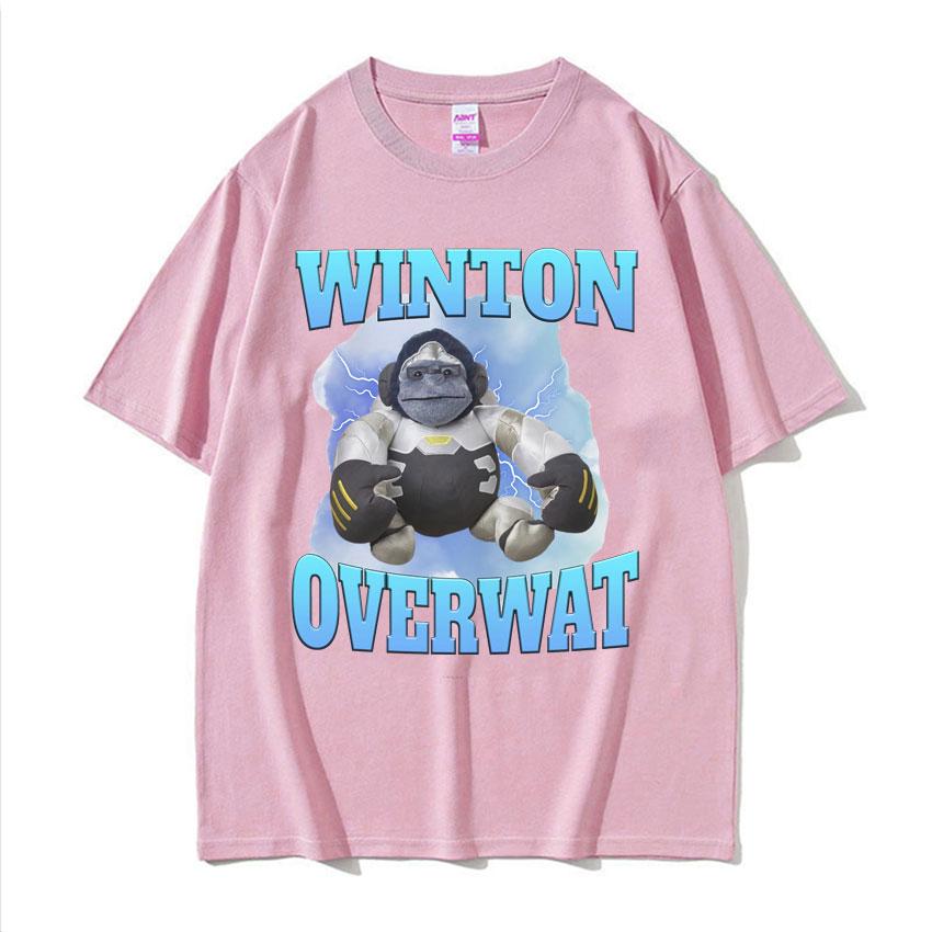 Winton Overwat Мем Смешная Игровая Футболка Мужская Высокое Качество Повседневная Оверсайз Футболки Унисекс Ретро Мультфильм Чистый Хлопок Футболка Топы