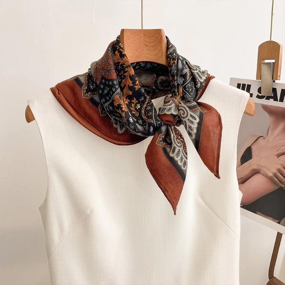 Floral Print Floral Print Scarf 68×68cm Soft Neck Scarves Versatile Paisley Print Scarf for Women