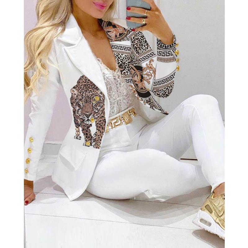 Женский элегантный облегающий пиджак из 2 предметов, повседневный модный костюм, женский костюм из двух частей