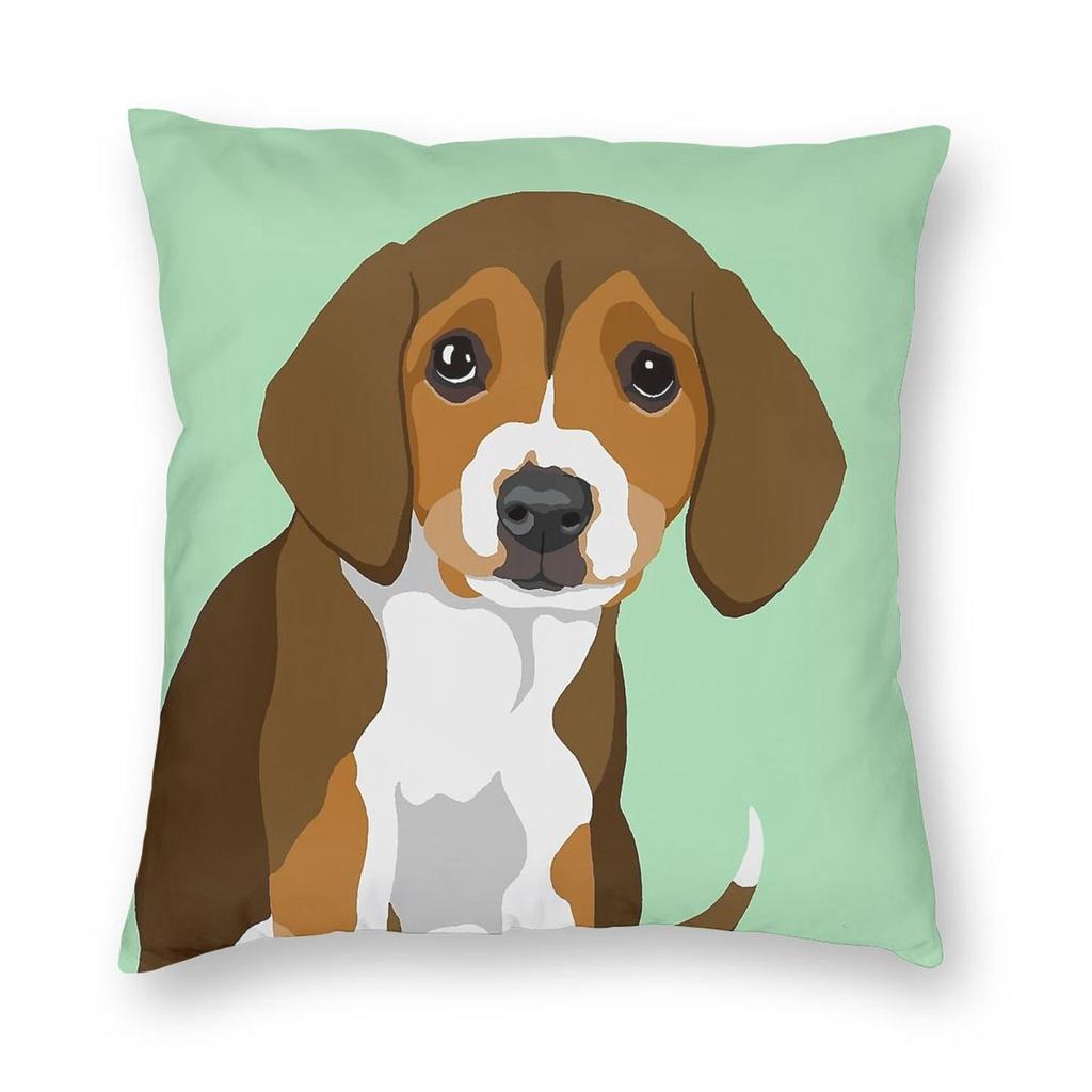 Beagle Pup Square Pillowcase Polyester Linen Velvet Pattern Zip Decorative Pillow Case Sofa Seater Cushion Cover