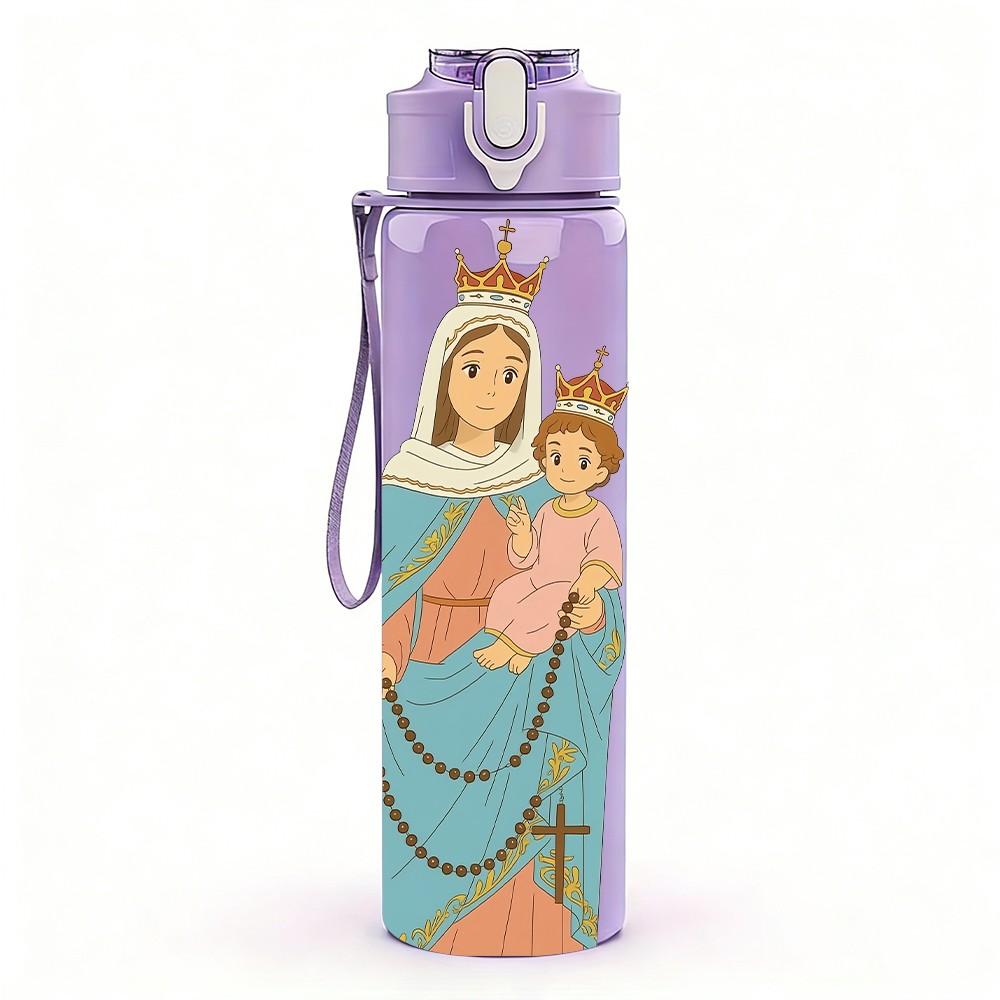 1PC Queen Mary Blue Robe Portrait Print 750ml Color Plastic Sports Water Bottle Leakproof Flip Straw Lid Suitable for Sports Office Home Use