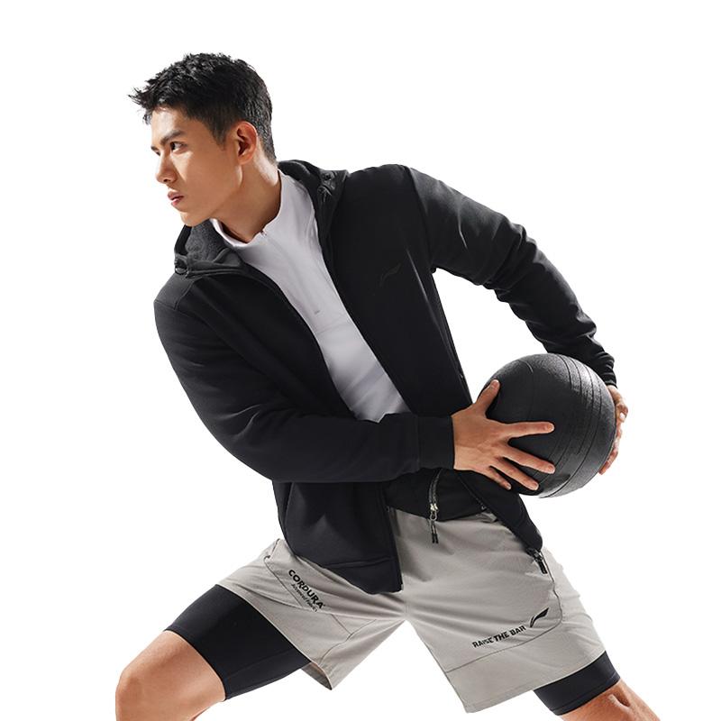 Li Ning Повседневная Спортивная Флисовая Теплая Толстовка с Капюшоном на Молнии Унисекс Куртка AJDU611-1