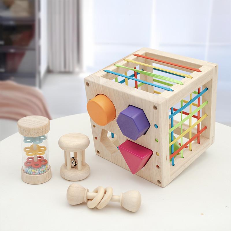Montessori Wooden Block Set For Toddlers Infant Development And Learning