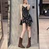 New Boots for Spring and Fall  Square Head Vintage Thick Heel Ankle Boots Knight Boots Western Cowgirl Boots