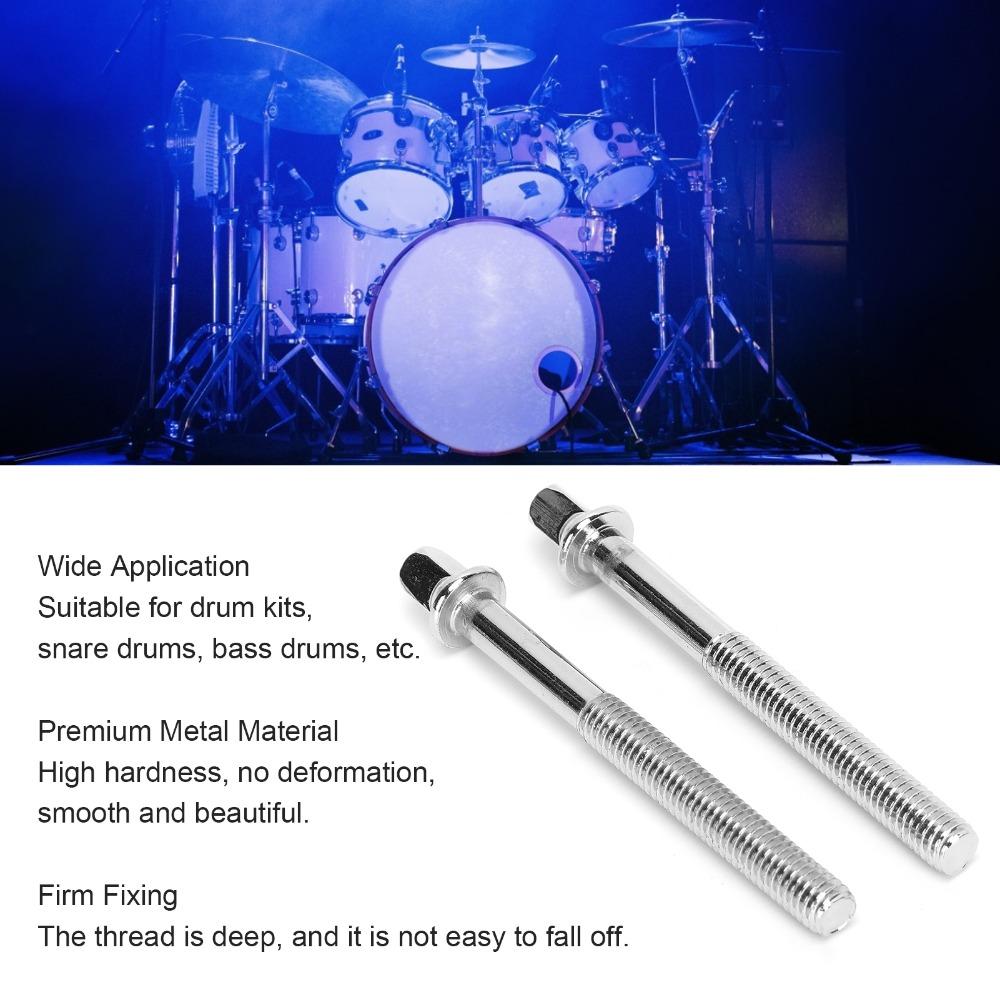 6PCS 70mm Length Drum Tension Rods Silver Percussion Replacement Screws For Jazz Drum Kit
